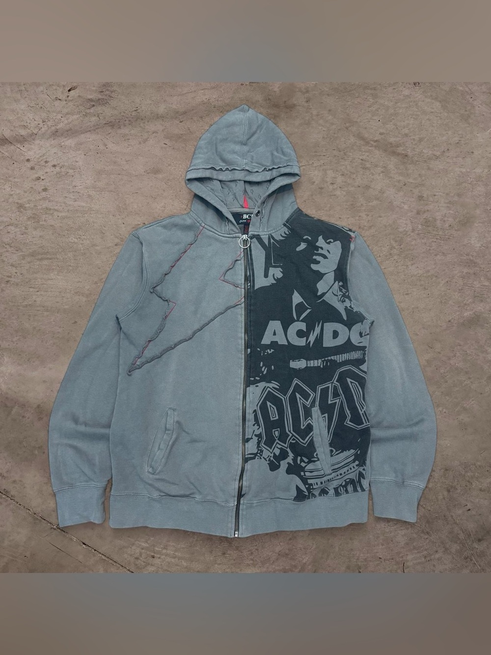 crazy 2000s y2k grunge ACDC graphic band zipup hoodie